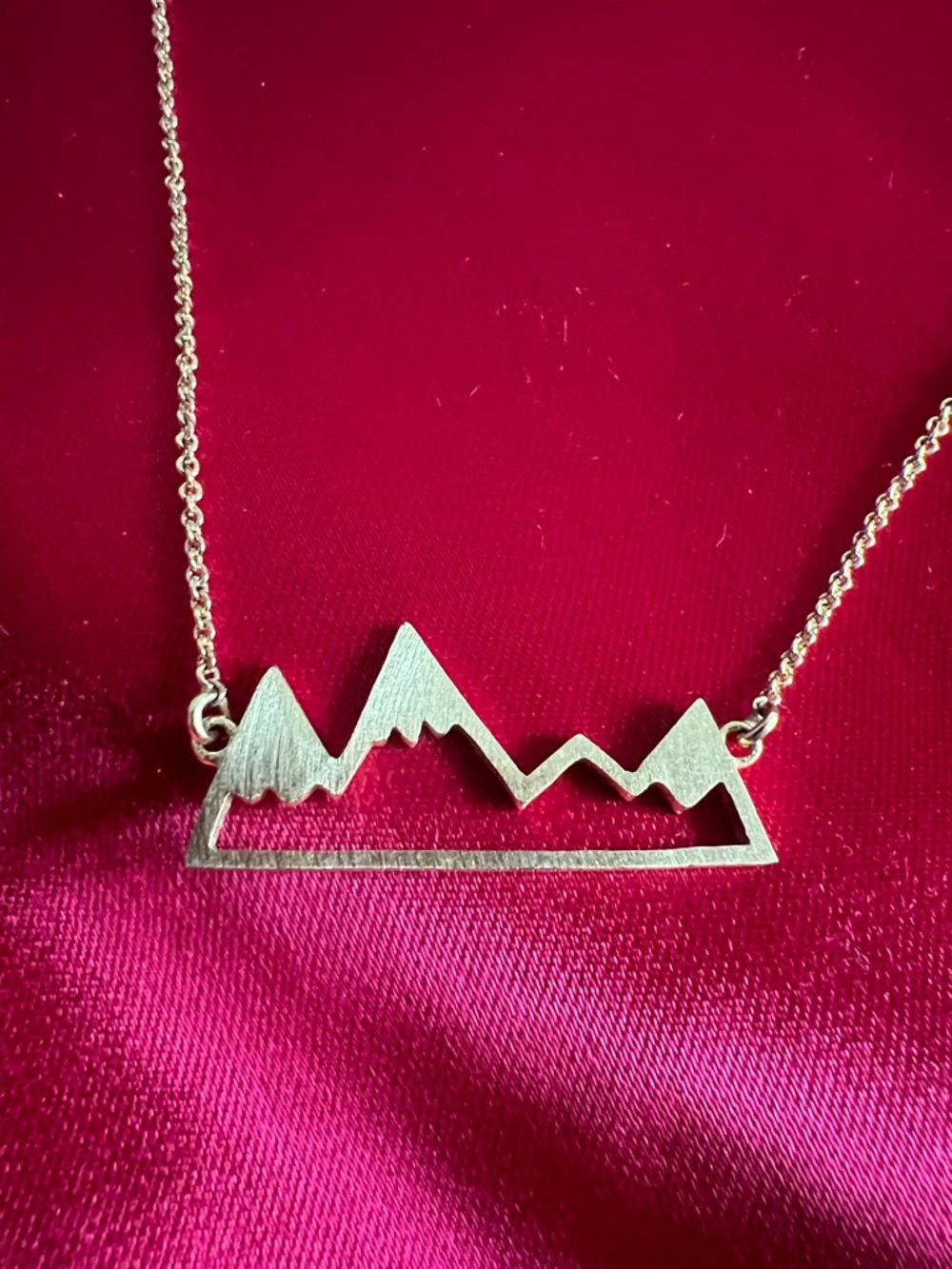 Minimalist Mountain Outline Necklace in Brushed Gold